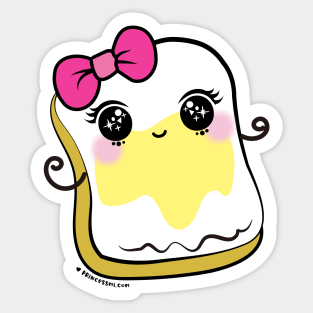 bread and butter cartoon, cute kawaii illustration Sticker